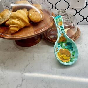 Pioneer Woman Rose Shadow Spoon Rest green teal cottagecore farmhouse floral